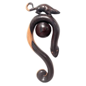 Serpentine Whimsy Wooden Cat Sculpture