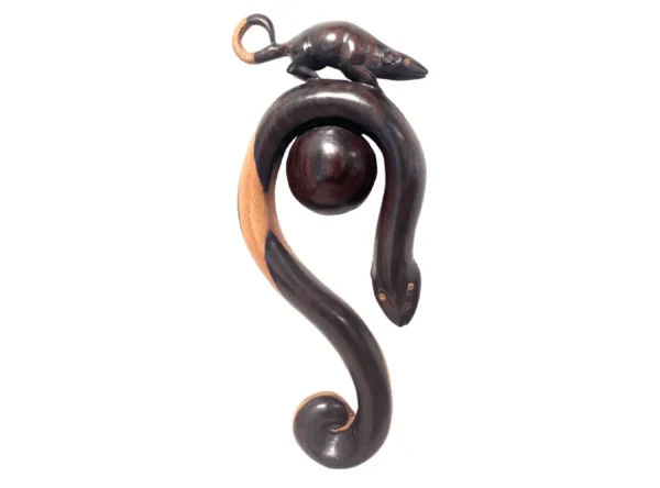 Serpentine Whimsy Wooden Cat Sculpture