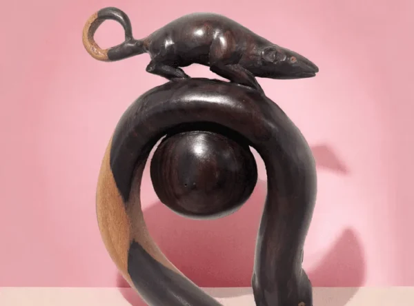 Serpentine Whimsy Wooden Cat Sculpture3